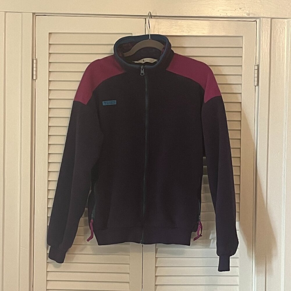 Vintage Columbia men's fleece jacket large purple colorblock 90s